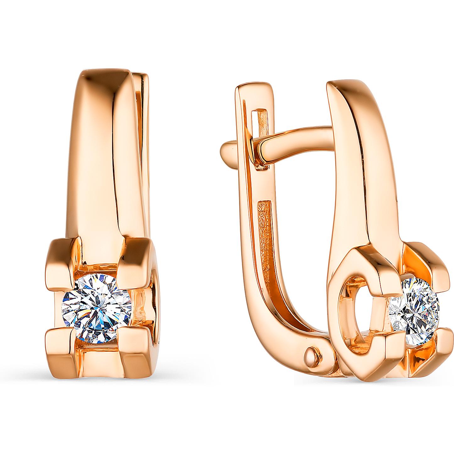 

Серьги из красного золота с бриллиантом АЛЬКОР 23528-100, 23528-100