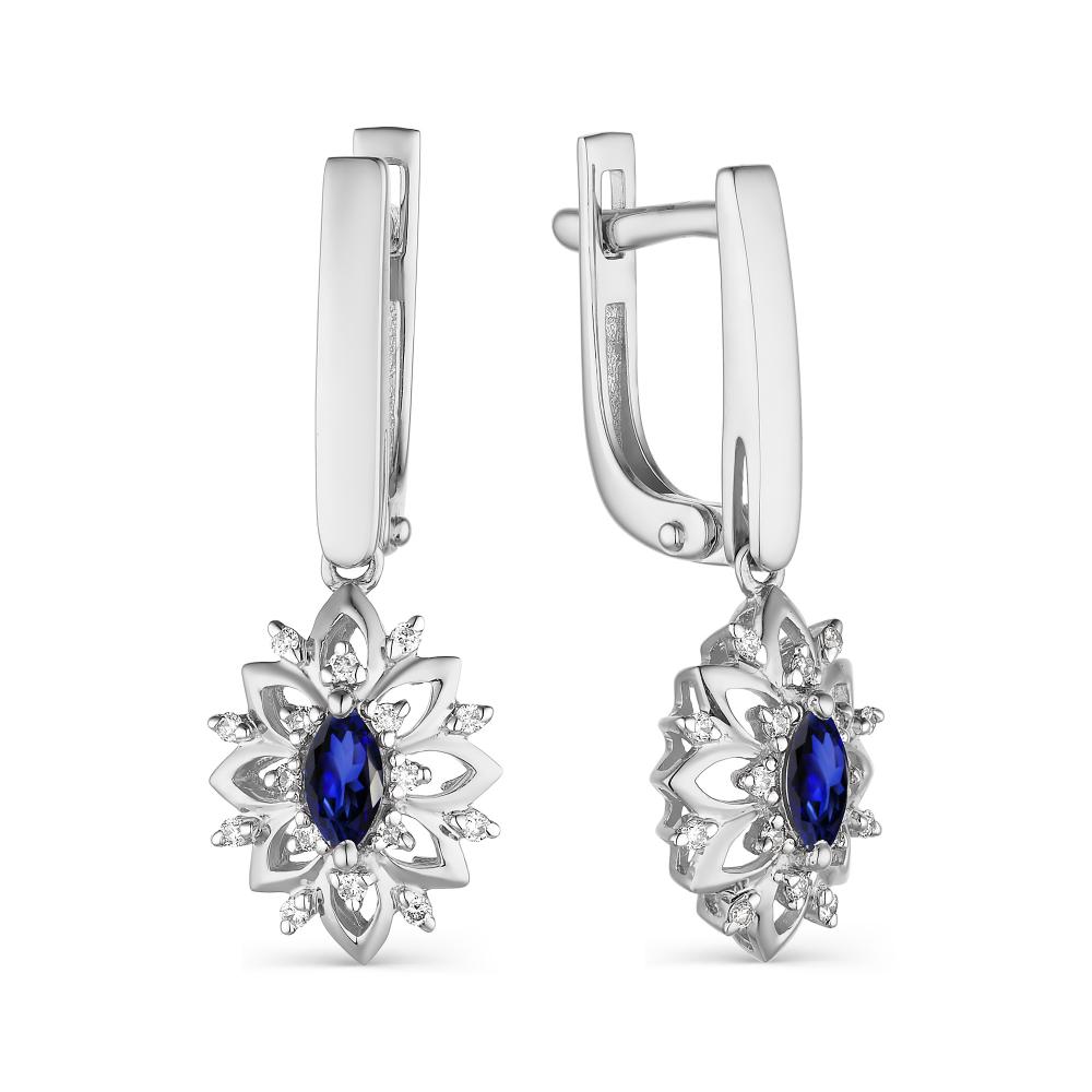 

Серьги подвески из белого золота с бриллиантом АЛЬКОР 23462-202, 23462-202
