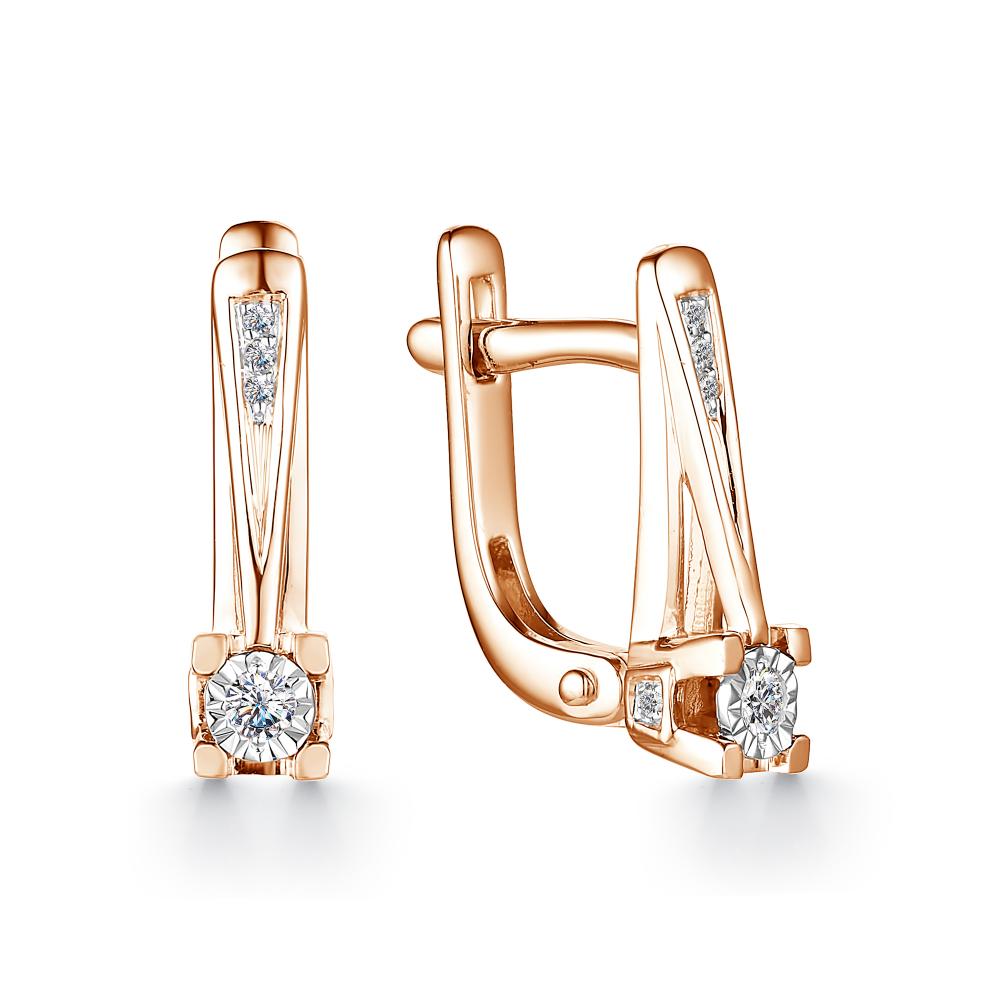 

Серьги из красного золота с бриллиантом АЛЬКОР 23218-100, 23218-100