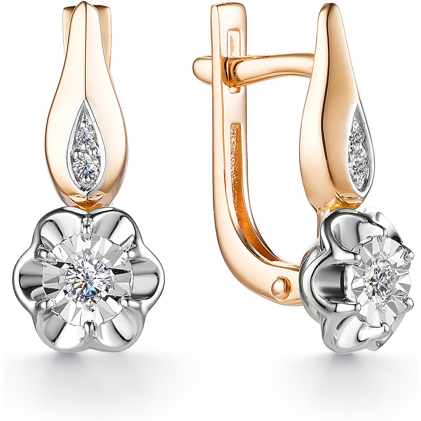 

Серьги из красного золота с бриллиантом АЛЬКОР 23239-100, 23239-100