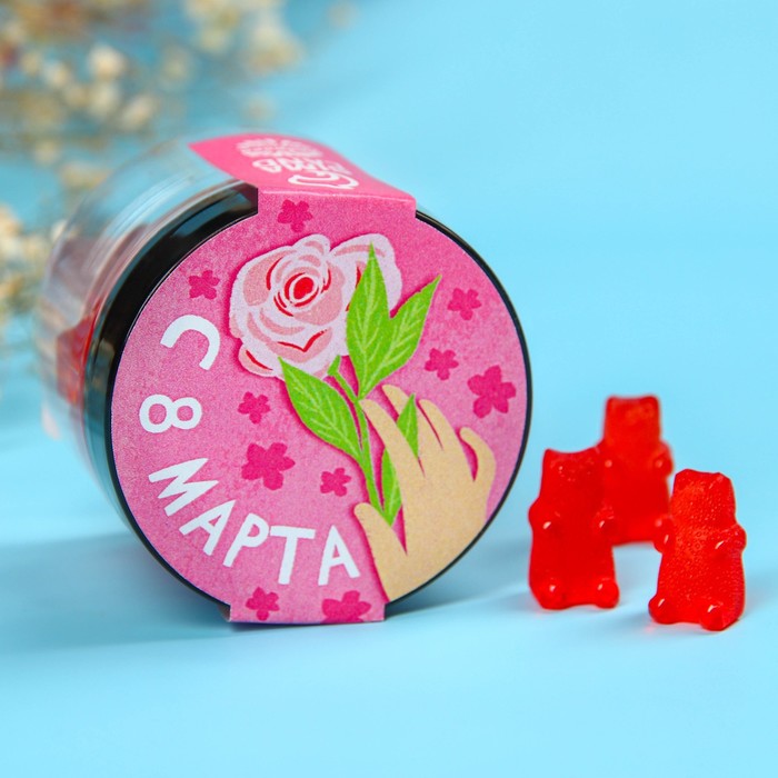 

Леденцы мишки в банке «8 марта», вкус: земляника, 30 г.
