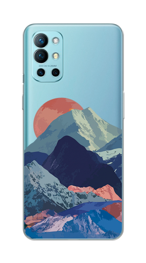 

Чехол на OnePlus 9R "Закат в снежных горах", Красный;серый;голубой, 151650-2