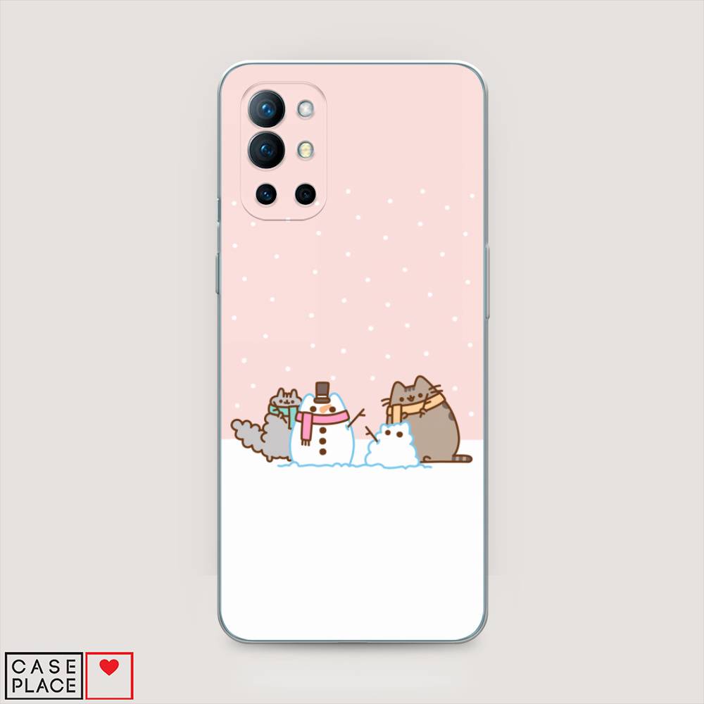 

Чехол на OnePlus 9R "Котики в снегу", Розовый;белый;серый, 151650-5