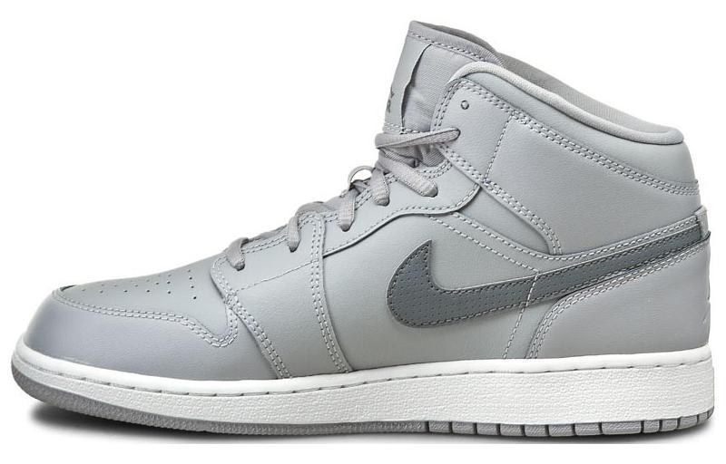 

Кеды унисекс Jordan Air Jordan 1 Retro Mid Wolf Grey Cool Grey серые 36.5 EU, Серый, Air Jordan 1 Retro Mid Wolf Grey Cool Grey