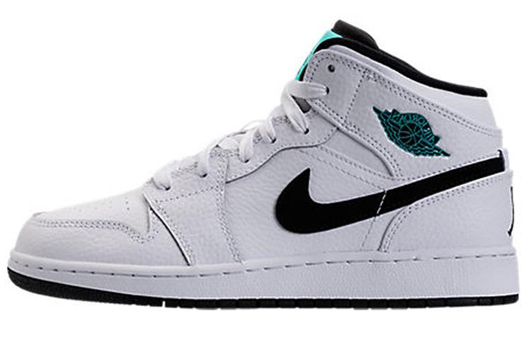 

Кеды унисекс Jordan Air Jordan 1 Retro Mid White Black Hyper Jade GS белые 40 EU, Белый, Air Jordan 1 Retro Mid White Black Hyper Jade GS