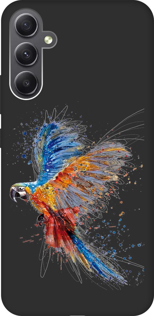

Чехол на Samsung Galaxy A34 5G с 3D принтом "Colorful Parrot" черный, Черный;красный, 158726