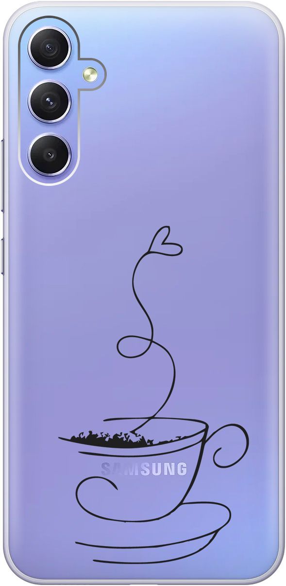 

Чехол на Samsung Galaxy A34 5G с 3D принтом "Coffee Love" прозрачный, Прозрачный;черный, 158724