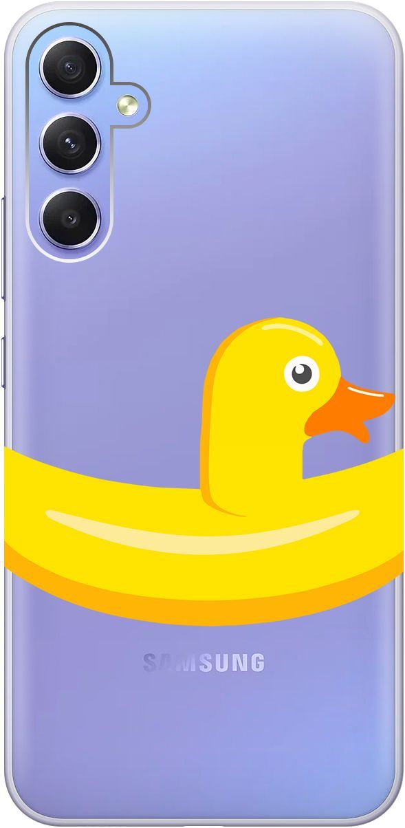 

Чехол на Samsung Galaxy A34 5G с 3D принтом "Duck Swim Ring" прозрачный, Прозрачный;белый, 158724