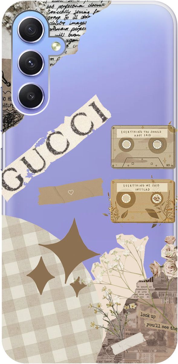 

Чехол на Samsung Galaxy A34 5G с 3D принтом "GUCCI Stickers" прозрачный, Прозрачный;бежевый, 158724