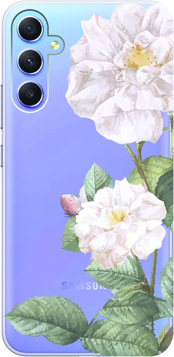 

Чехол на Samsung Galaxy A34 5G с 3D принтом "White Rose" прозрачный, Прозрачный;черный, 158724