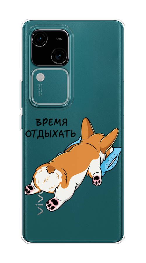 

Чехол на Vivo V30/S18 "Корги отдыхает", Черный;коричневый;голубой, 2610250-1