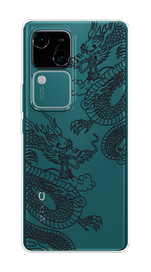 

Чехол на Vivo V30/S18 "Два китайских дракона", Серый;черный, 2610250-1