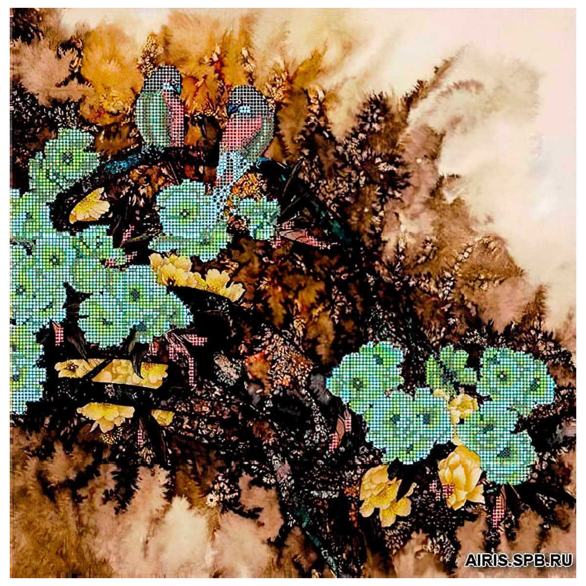 73102 Канва с рисунком Gluriya 'Пестрые птицы' 36*36 см