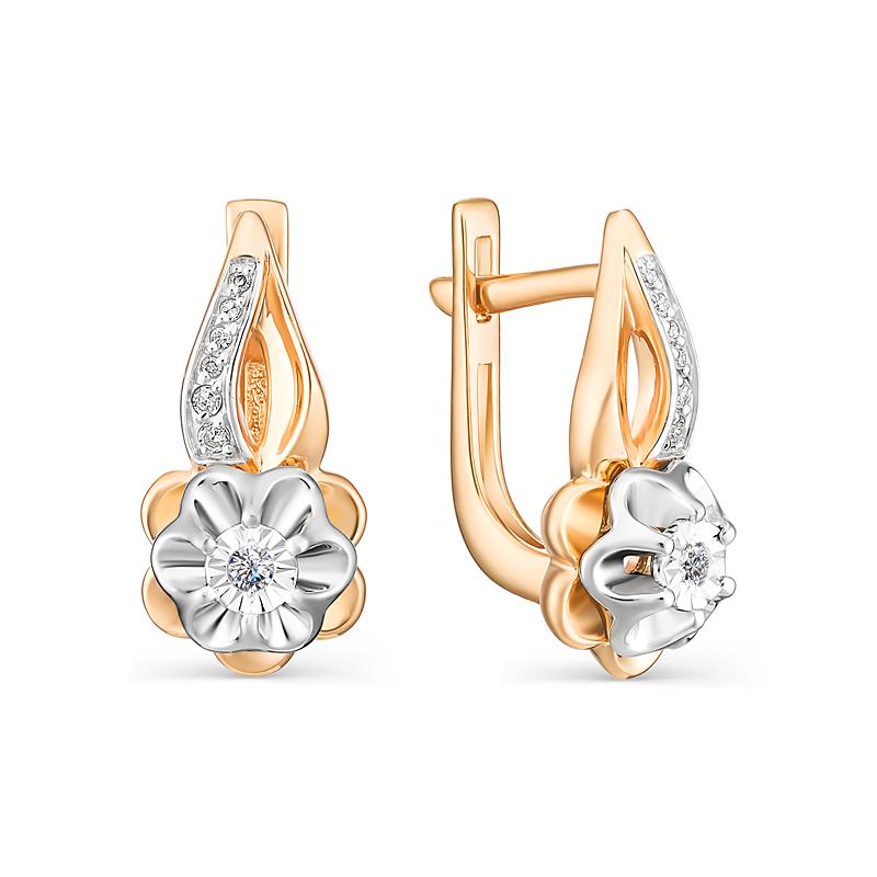 

Серьги из красного золота с бриллиантом АЛЬКОР 23107-100, 23107-100