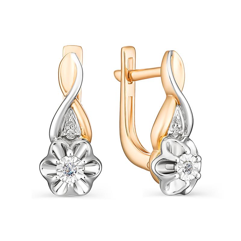 

Серьги из красного золота с бриллиантом АЛЬКОР 23105-100, 23105-100