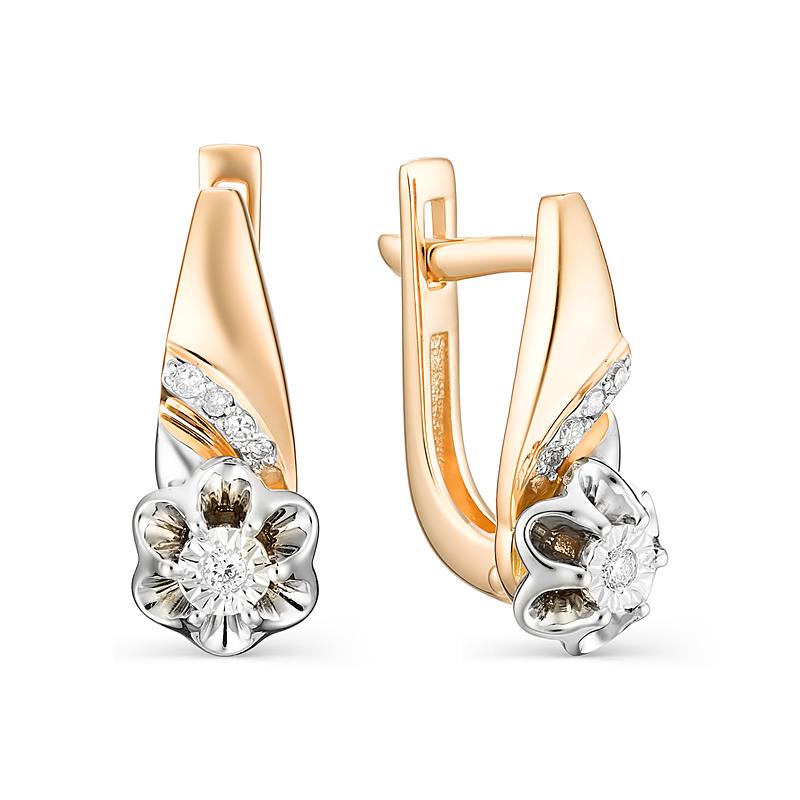 

Серьги из красного золота с бриллиантом АЛЬКОР 23106-100, 23106-100