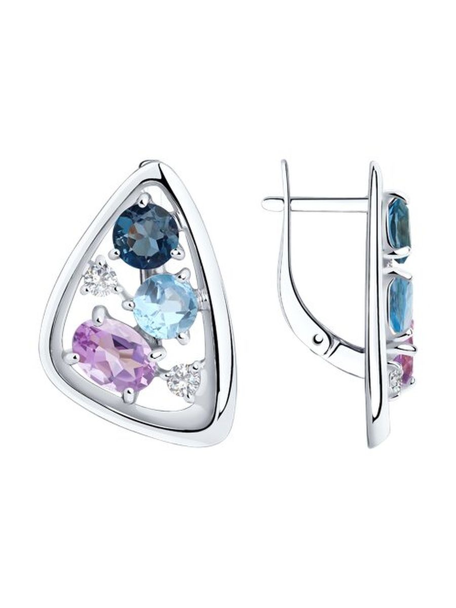 

Серьги из серебра TEO MAORI 894-320-00658-1, аметист/топаз/топаз, 894-320-00658-1