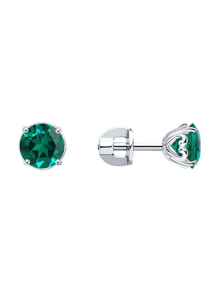 

Серьги пусеты из серебра TEO MAORI 882020012, изумруд искусственный, 882020012