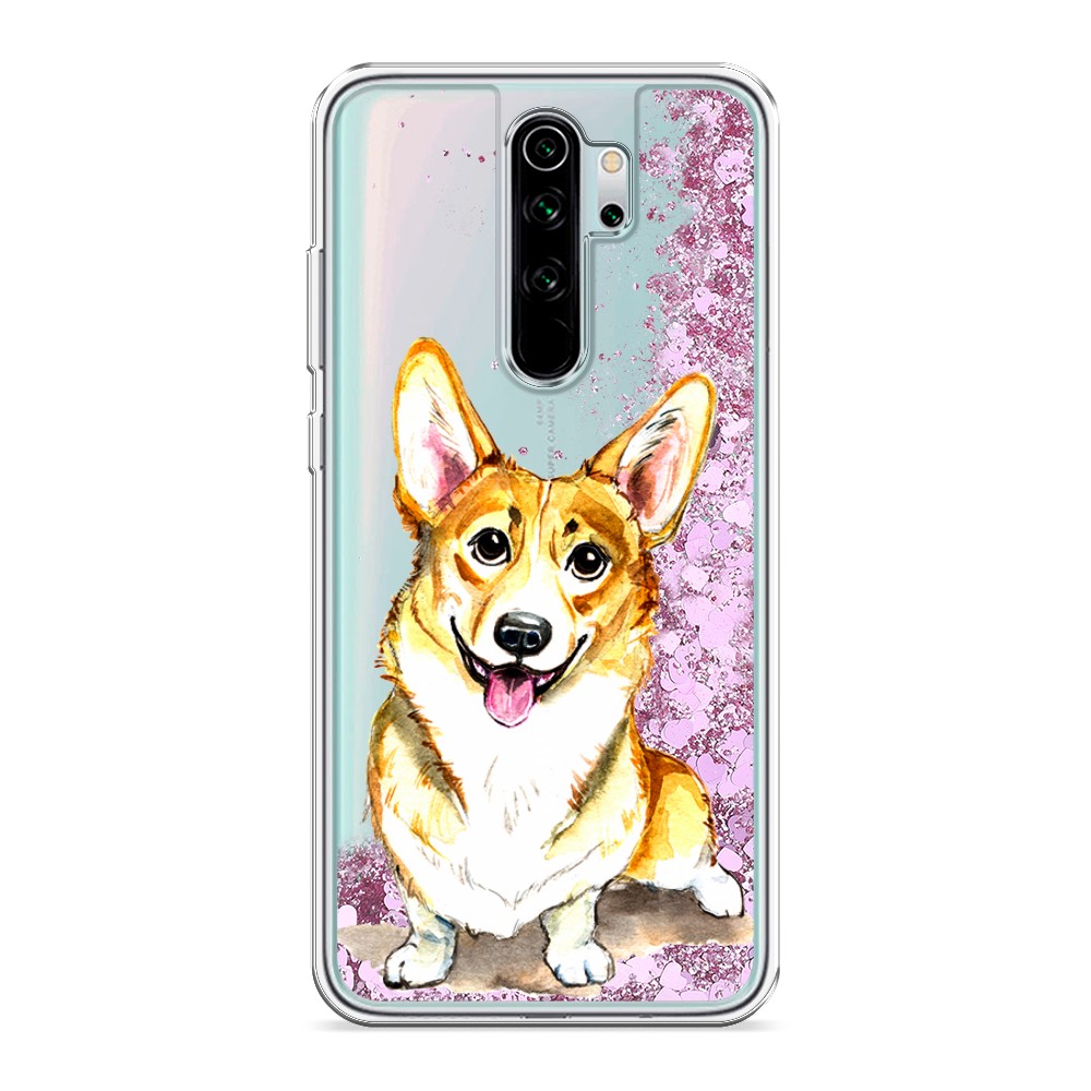 

Жидкий чехол с блестками "Малыш корги" на Xiaomi Redmi Note 8 Pro