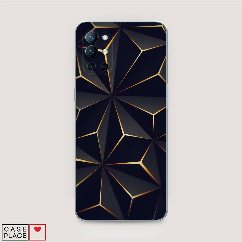 

Чехол на OnePlus 9R "Черные полигоны", Золотистый;черный, 151650-3