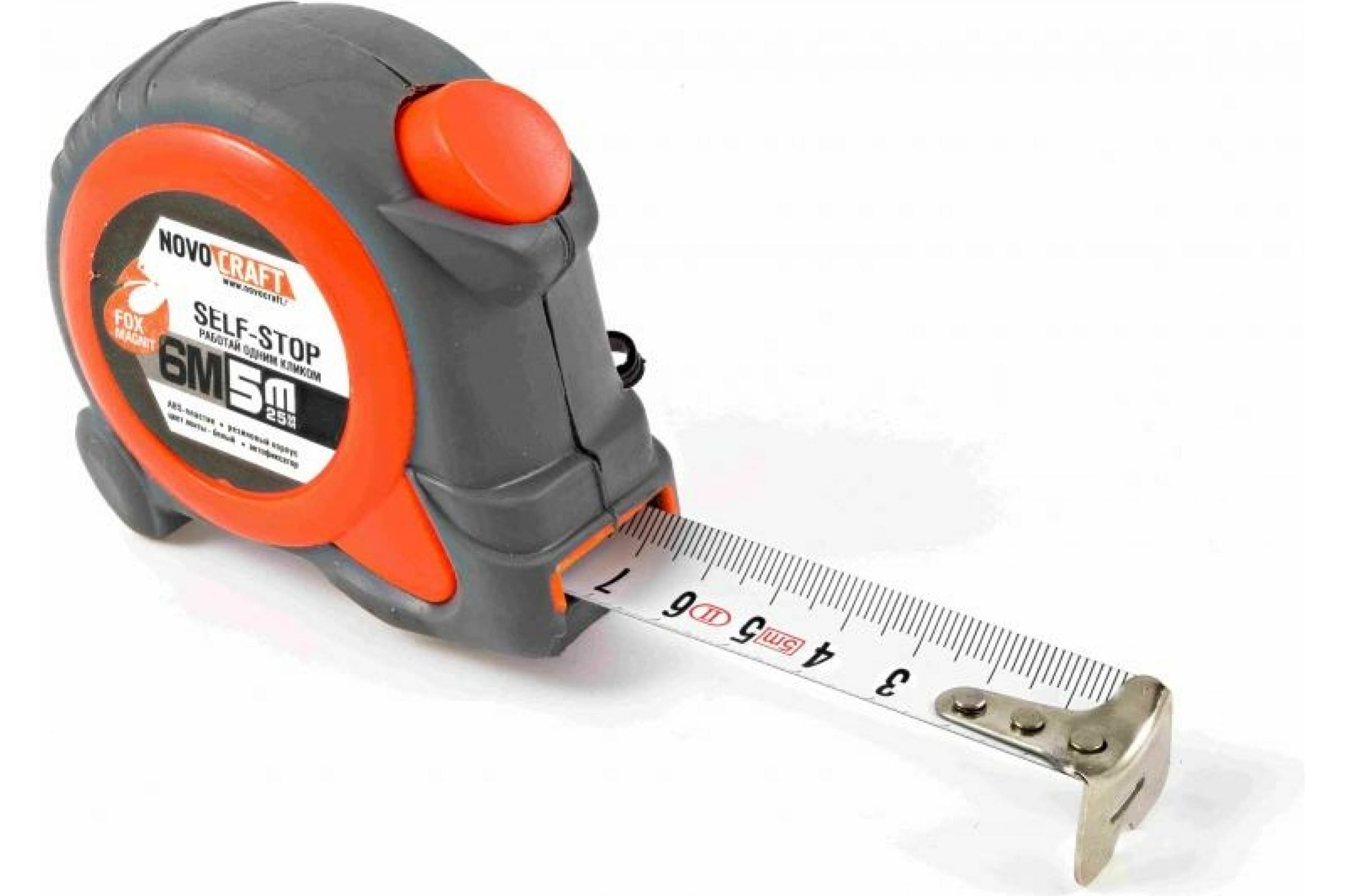 

Novocraft Рулетка 6M FOX 5 m X 25 mm 6/60 SELF-STOP, ABS, CO-molded 06M0525