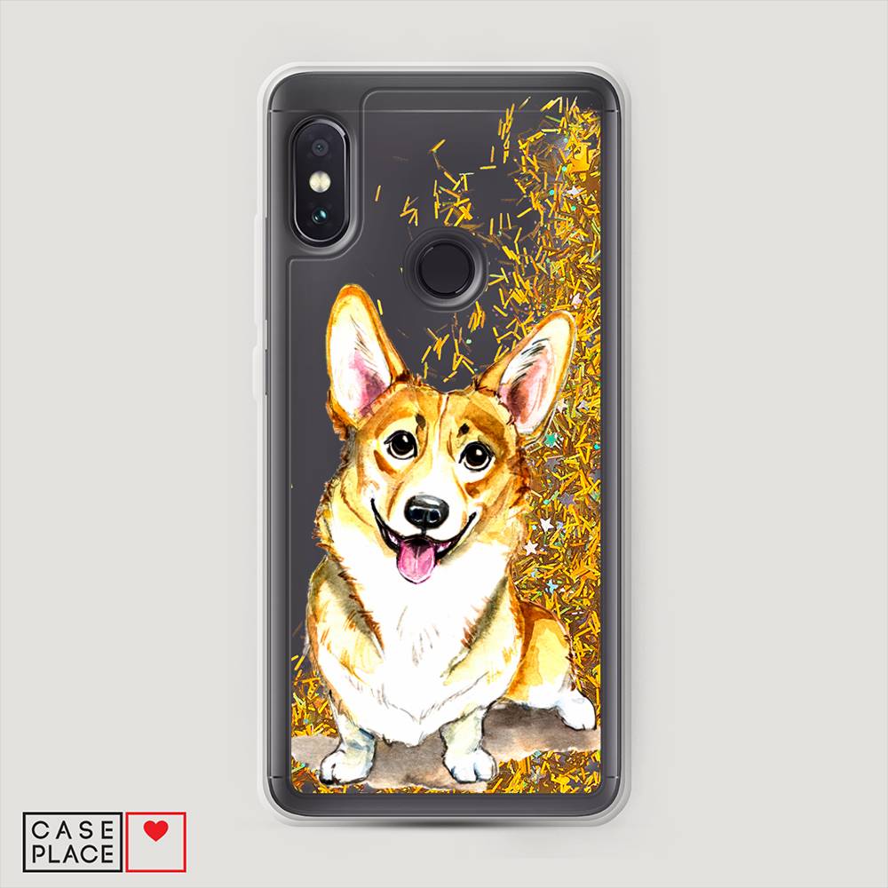 

Жидкий чехол с блестками "Малыш корги" на Xiaomi Redmi Note 5, 32790-1