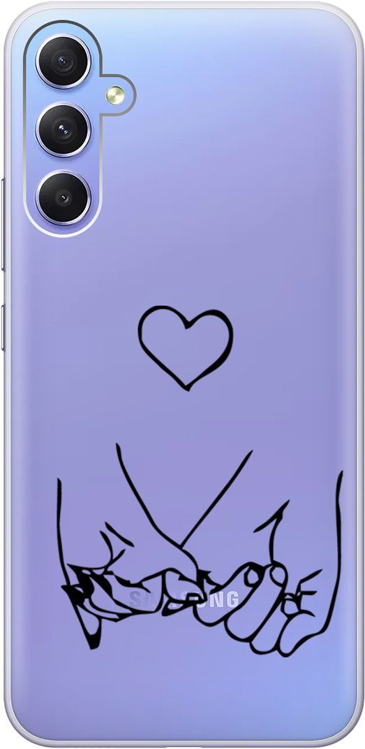 

Чехол на Samsung Galaxy A34 5G с 3D принтом "Lovers Hands" прозрачный, Прозрачный;черный, 158724