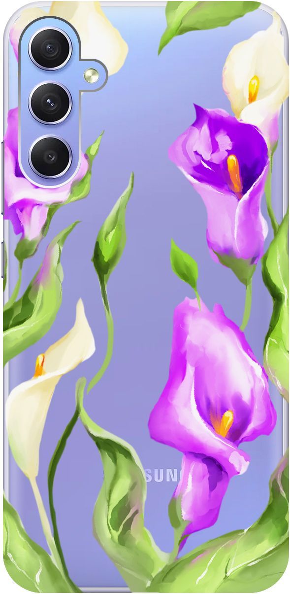 

Чехол на Samsung Galaxy A34 5G с 3D принтом "Amazing Callas" прозрачный, Прозрачный;фиолетовый, 158724