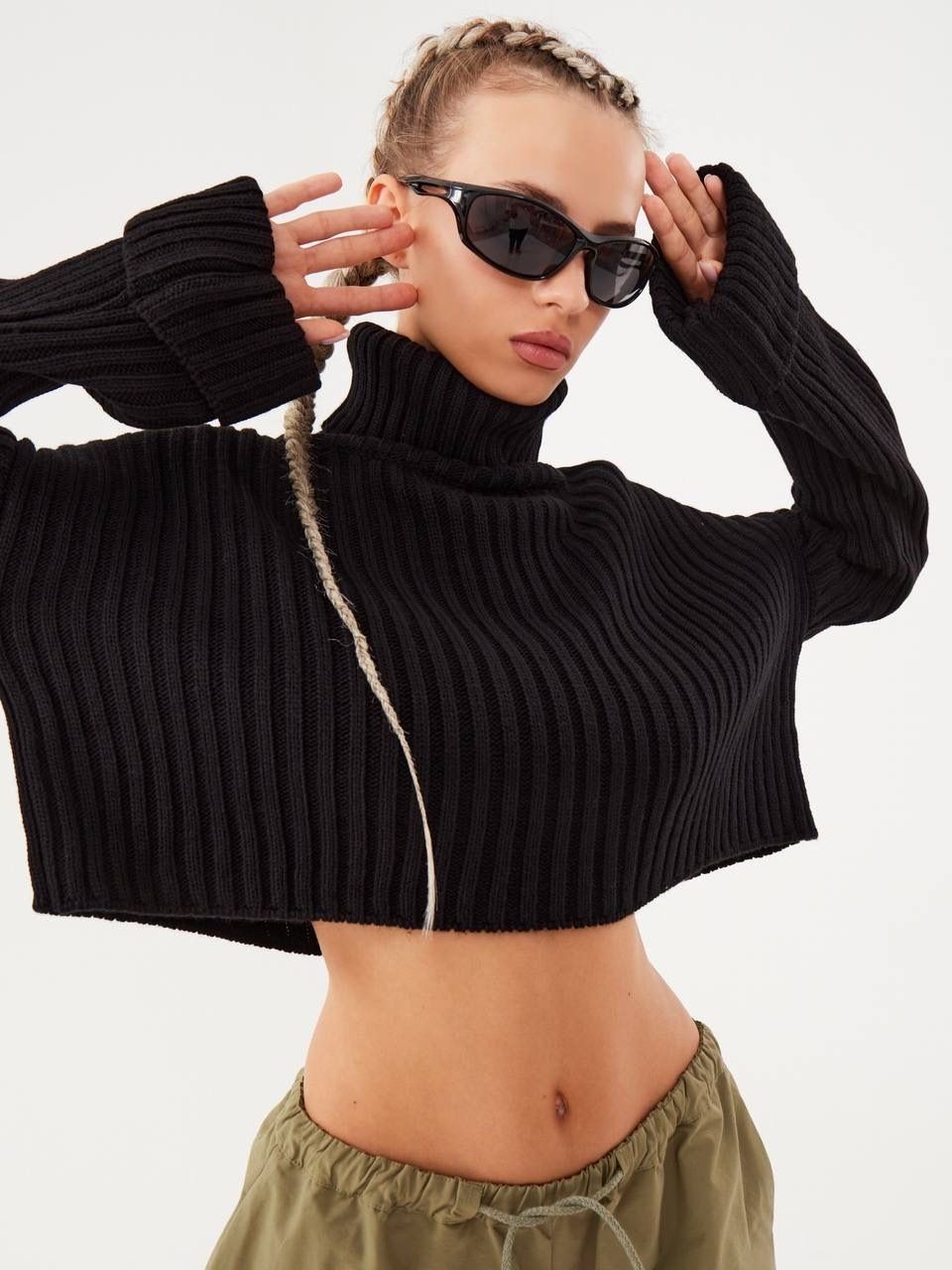 Свитер женский Feelz Crop Neck черный onesize