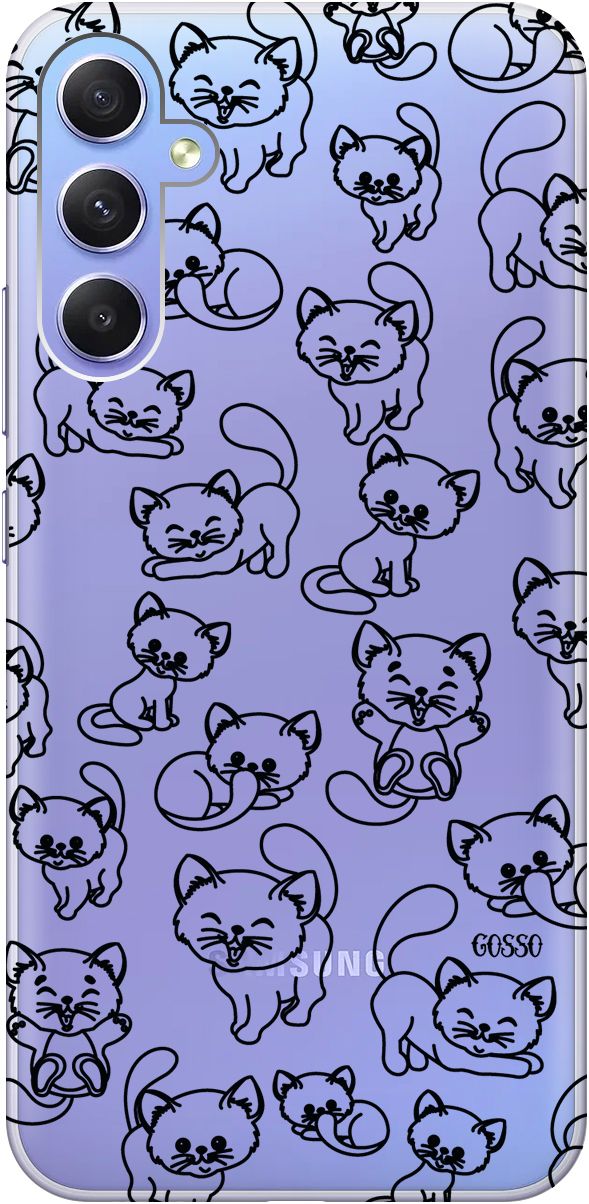 

Чехол на Samsung Galaxy A34 5G с 3D принтом "Cute Kitties" прозрачный, Прозрачный;черный, 158723