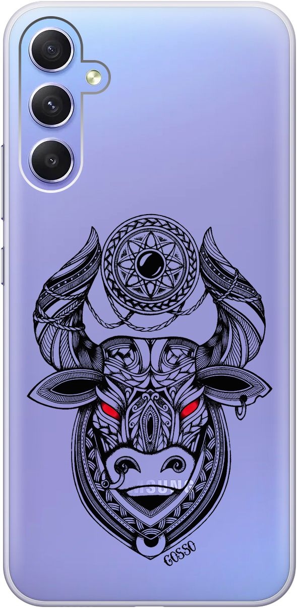 

Чехол на Samsung Galaxy A34 5G с 3D принтом "Grand Bull" прозрачный, Прозрачный;красный, 158723
