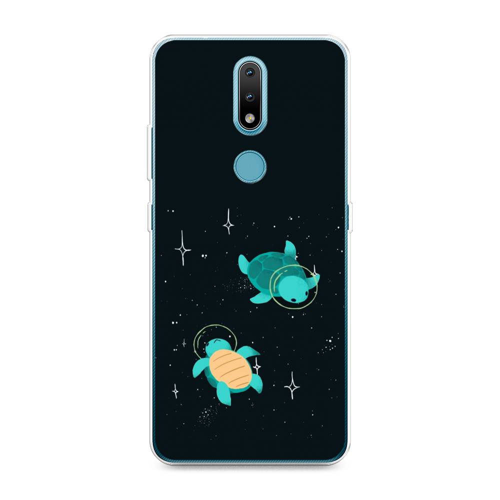 

Чехол Awog на Nokia 2.4 / Нокиа 2.4 "Черепашки космонавты", Черный;синий, 123850-4