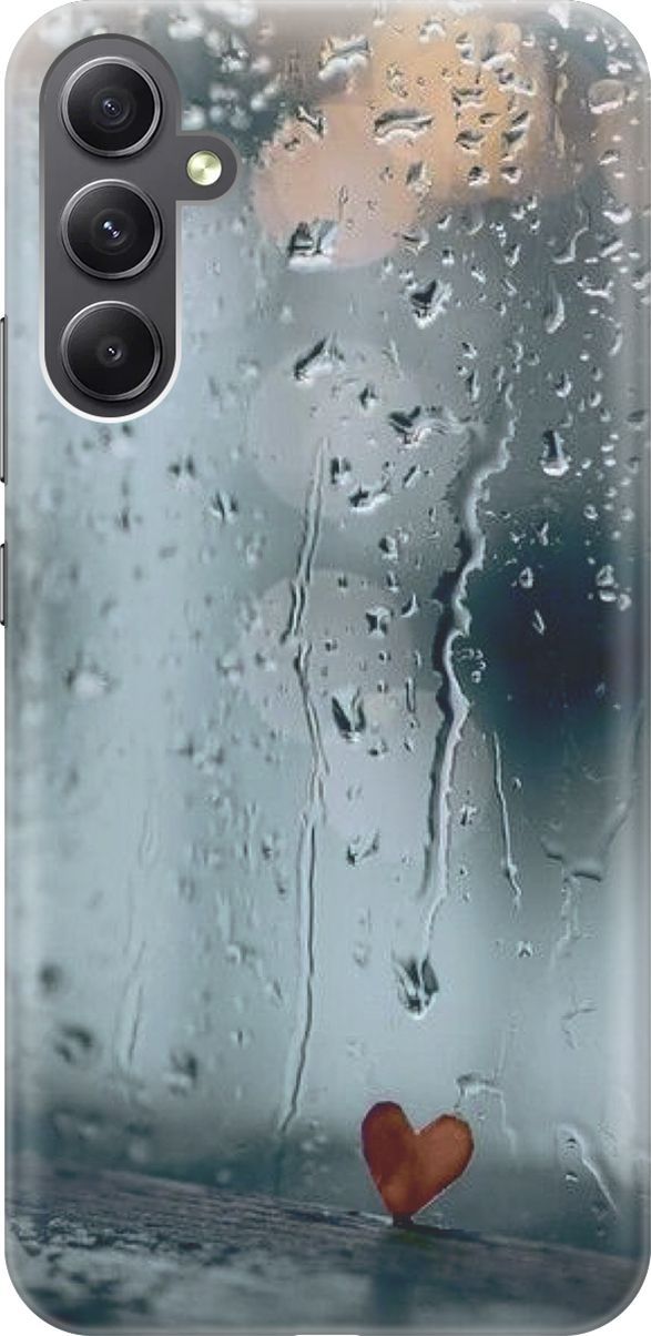 

Чехол на Samsung Galaxy A34 5G "Сердечко на фоне дождя", Зеленый;красный, 158709