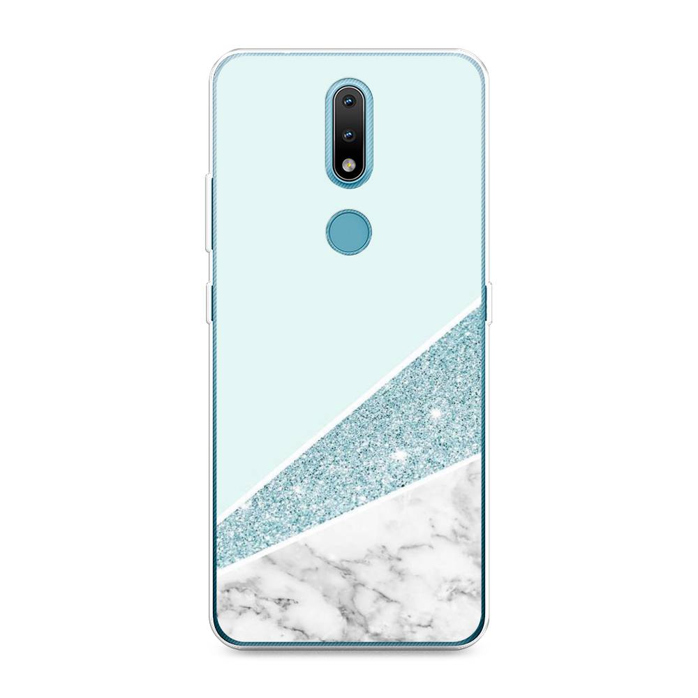 

Чехол Awog на Nokia 2.4 / Нокиа 2.4 "Мрамор с голубыми блестками", Голубой;белый, 123850-3