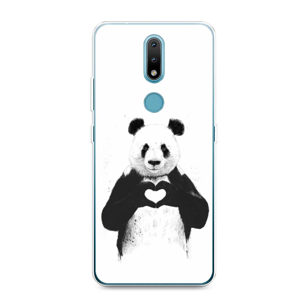 

Чехол Awog на Nokia 2.4 / Нокиа 2.4 "Панда love", Серебристый, 123850-10