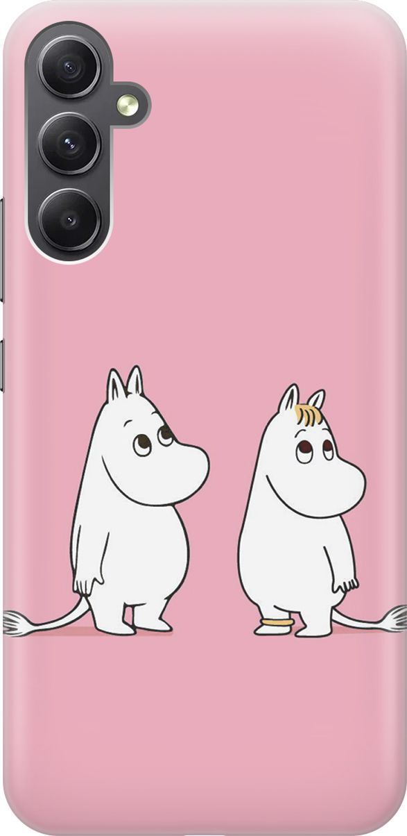 

Чехол на Samsung Galaxy A34 5G "Муми-тролли на розовом", Белый;розовый, 158712