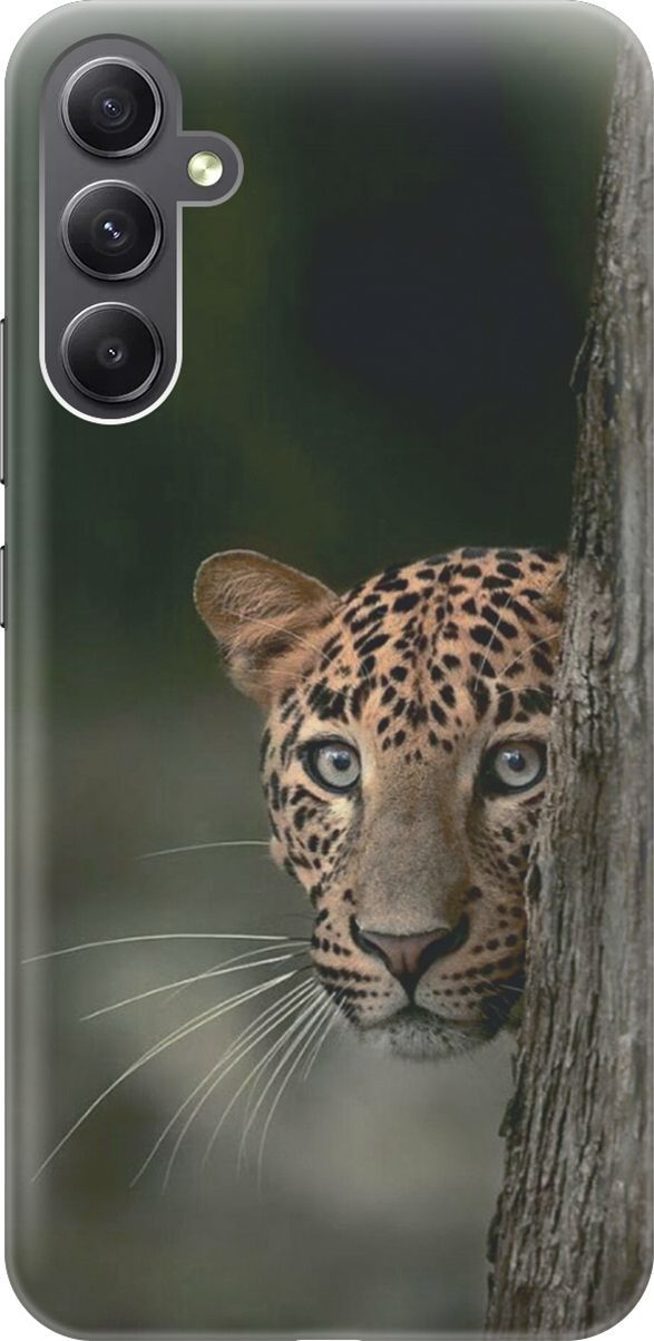 

Чехол на Samsung Galaxy A34 5G "Подглядывающий леопард", Зеленый;коричневый, 158715