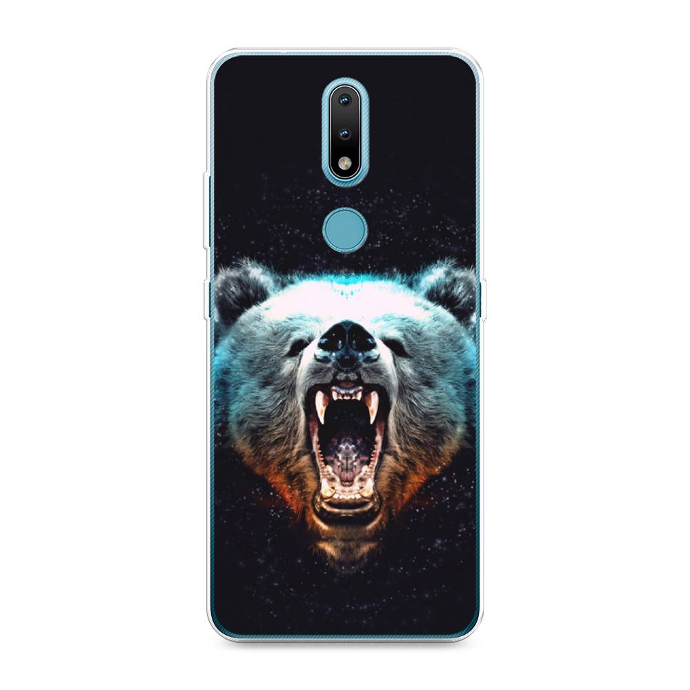 

Чехол Awog на Nokia 2.4 / Нокиа 2.4 "Медведь", Коричневый;голубой;черный, 123850-2