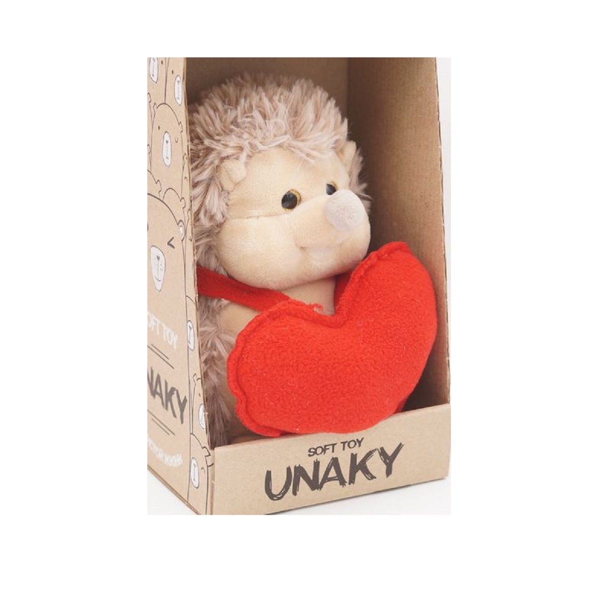 Мягкая игрушка Unaky Soft Toy Ежик Златон с красным сердцем 17 см красный; бежевый