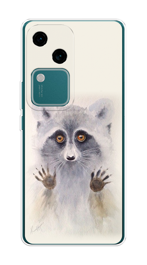 

Чехол на Vivo V30/S18 "Енот за стеклом", Бежевый;серый, 2610250-1