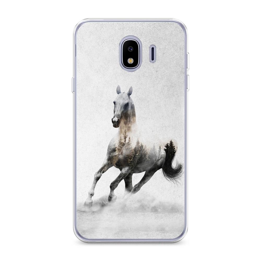 

Чехол Awog на Samsung Galaxy J4 "Лошадь лес", Серый;черный, 26450-2
