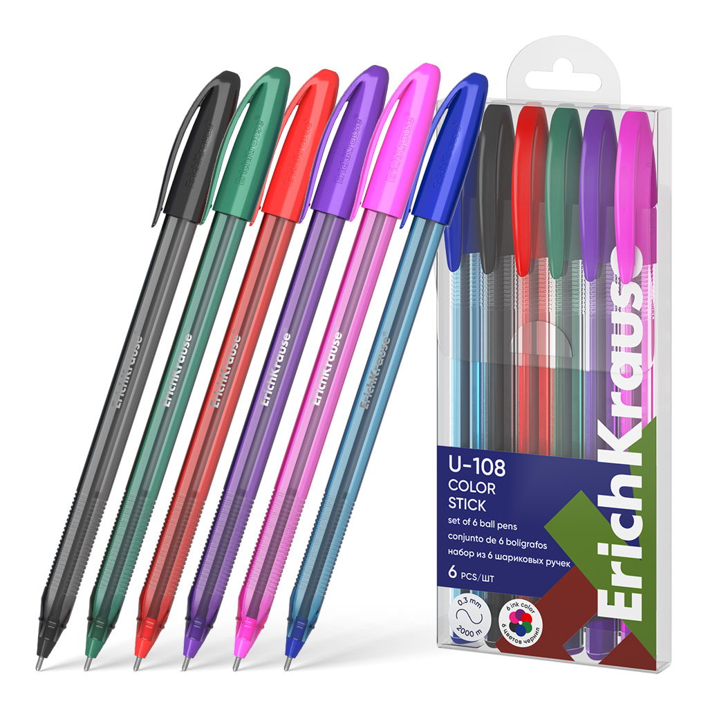 

Набор шариковых ручек ErichKrause U-108 Stick Color 61022 1,0 Ultra Glide, 6 штук
