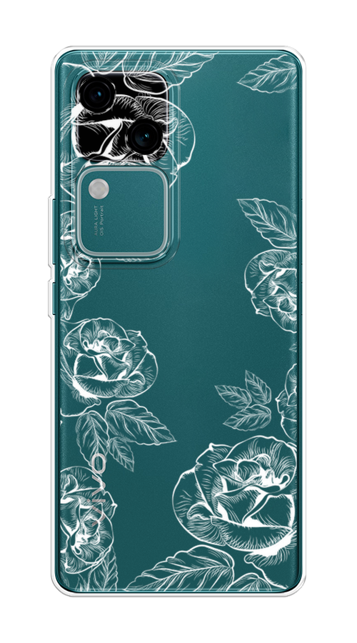 

Чехол на Vivo V30/S18 "Розы графика", Черный;серый, 2610150-1