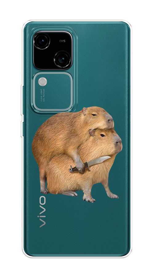 

Чехол на Vivo V30/S18 "Капибара с ножом", Бежевый, 2610150-1
