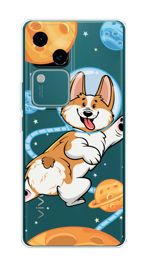 

Чехол на Vivo V30/S18 "Корги-космонавт", Голубой;бежевый;белый, 2610150-1