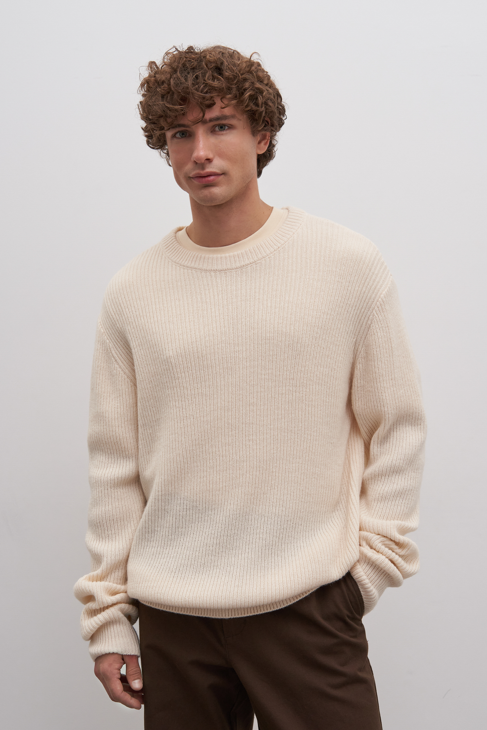 

Джемпер мужской Finn Flare FAD21100 бежевый 2XL, FAD21100