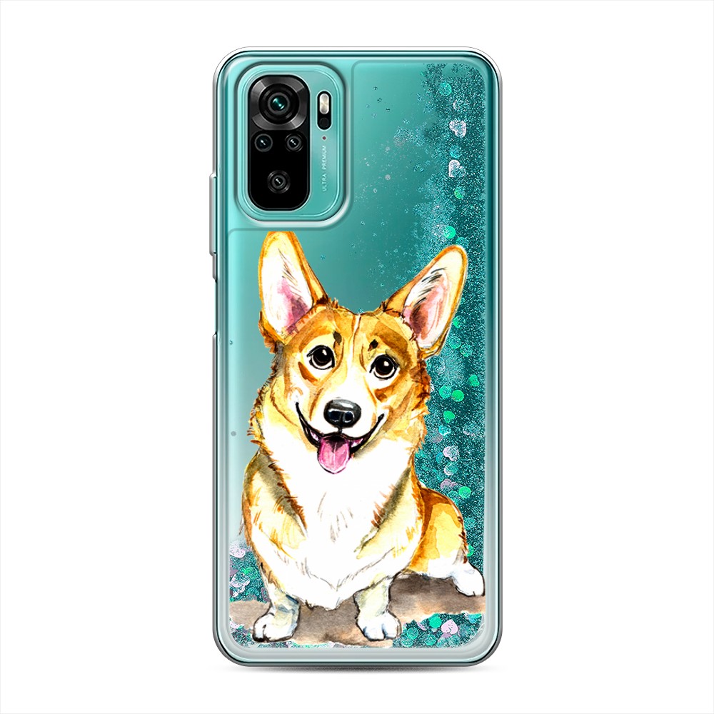

Жидкий чехол с блестками "Малыш корги" на Xiaomi Redmi Note 10S