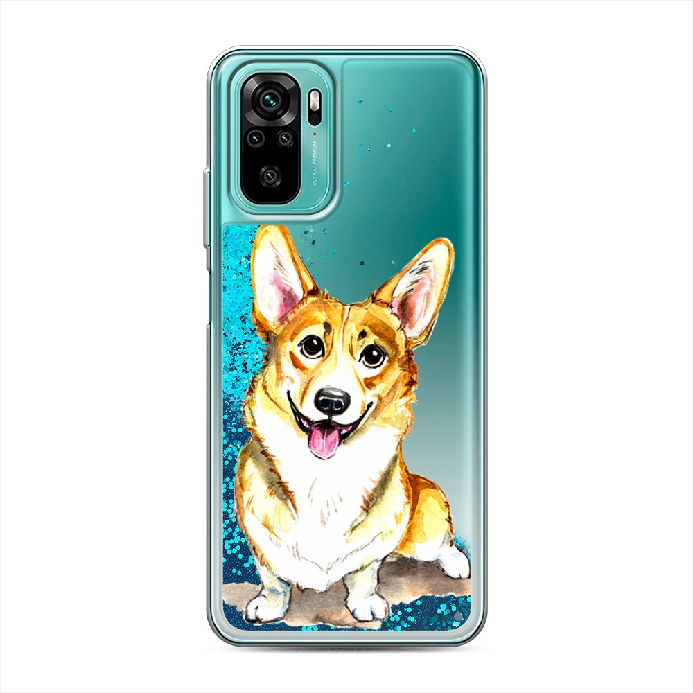 фото Жидкий чехол с блестками "малыш корги" на xiaomi redmi note 10s awog