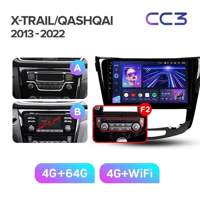 Магнитола TEYES NISSAN X-TRAIL T32 2013-2022 г Комплектация АВ CC3 464 ГБ 3789000₽