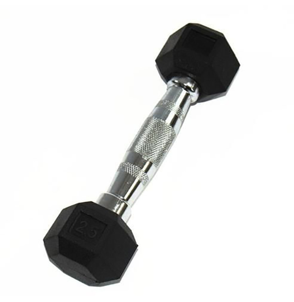 Неразборная гантель Perform Better Rubber Encased Hex Dumbbells 1 x 2,5 кг, черный